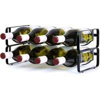 LIVIVO Elegant Stackable Wine Shelf Rack - Set of 2 Silver in Black