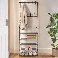 OHS 16 Hook Shelving Rack Storage Tier Unit Hallway Home Decor Wire Office Organiser in Black