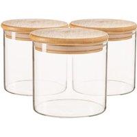 Argon Tableware Scandi Glass Storage Jars with Wooden Lids 550ml Pack of 3 in Clear