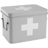 Harbour Housewares First Aid Box - 23cm - Vintage Metal Storage Box Tin Utility Organisation in Grey