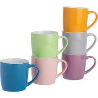 Argon Tableware 6x Coloured Coffee Mugs - 350ml - Summer Meadow - Durable Stoneware Tea Cup