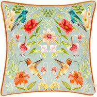 Wylder Nectar Garden Blossom Piped Velvet Cushion | Size: 43 cm x 43 cm