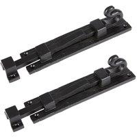 Hammer and Tongs Straight Shepherd's Crook Surface Bolt - W185mm - Black - Pack of 2 | Size: 10000mm x 520mm
