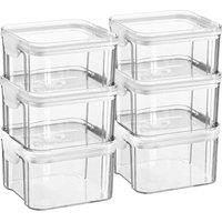 Argon Tableware 6x Food Storage Containers 460ml - Reusable Airtight Kitchen Jar Clip-Top Lid in White