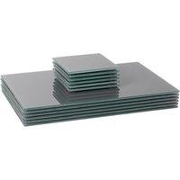 Harbour Housewares 12pc Glass Placemats & Square Coasters Set - 30 x 20cm Protection Mats in Grey | Size: 30 x 20 cm