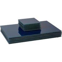 Harbour Housewares 12pc Glass Placemats & Square Coasters Set - 30 x 20cm Protection Mats in Blue | Size: 30 x 20 cm