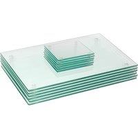 Harbour Housewares 12pc Glass Placemats & Square Coasters Set - 30 x 20cm Protection Mats in Clear | Size: 30 x 20 cm