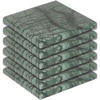 Argon Tableware Square Marble Coasters - 10cm - Green - Pack of 6