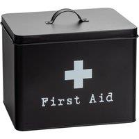 Harbour Housewares First Aid Box - 29cm - Vintage Metal Storage Box Tin Utility Organisation in Black
