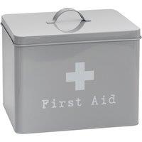 Harbour Housewares First Aid Box - 29cm - Vintage Metal Storage Box Tin Utility Organisation in Grey