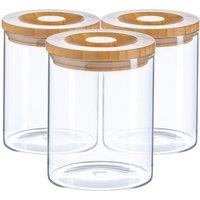 Argon Tableware Scandi Storage Jar with Wooden Lid 750ml Pack of 3 in Clear