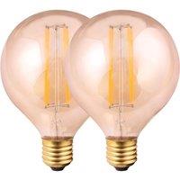 Harper Living 8 Watts G125 E27 LED Bulb Amber Globe Warm White Dimmable, Pack of 2