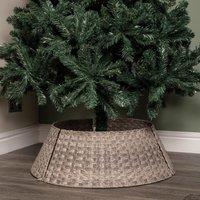 Samuel Alexander 48/70cm Large KD Plastic Wicker Rattan Woven Christmas Tree Skirt in Grey