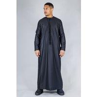 Thobez Men's Thobe Emirati Islamic Clothing String Tassel in Black | Size: 52R