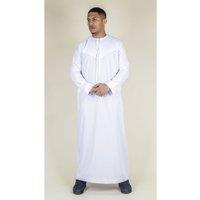 Thobez Men's Thobe Emirati Islamic Clothing String Tassel in White | Size: 58R