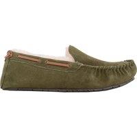 SNUGRUGS Men's Freddie, Genuine Sheepskin Loafer Slippers with Rubber Sole in Green | Size: 7