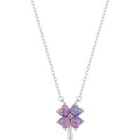 Spero London Women's Pink & Purple Opal Four Leaf Clover Sterling Silver Necklace