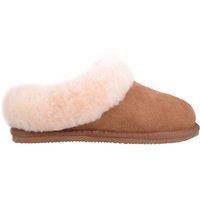 SNUGRUGS Women's Harriet, Sheepskin Slipper Mules with Cuff & Rubber Sole in Tan | Size: 3