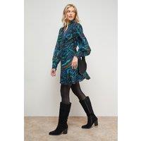 Oasis Women's Printed Lace Trim Boho Shirt Mini Dress | Size: 10