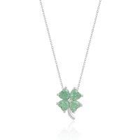 Spero London Women's Four Leaf Clover Sterling Silver Necklace - Green