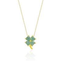 Spero London Women's Four Leaf Clover Sterling Silver Necklace - Green in Gold