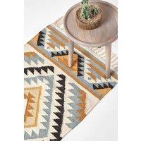 Homescapes Agra Handwoven Pattern Kilim Wool Hall Runner, 66 x 200 cm | Size: 66 cm x 200 cm