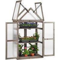 Christow Cold Frame Garden Greenhouse Wooden Polycarbonate Lean To Growhouse in Grey