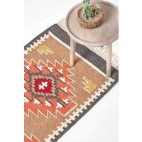 Homescapes Jaipur Handwoven Patterned Kilim Wool Hall Runner, 66 x 200 cm | Size: 66 cm x 200 cm