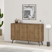 Decortie 4-Doors Push-to-open Doors Sideboard 'Dune' with Metal Legs 123cm in Dark Brown | Size: 2 Pack