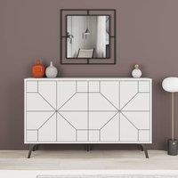 Decortie 4-Doors Push-to-open Doors Sideboard 'Dune' with Metal Legs 123cm in White | Size: 2 Pack