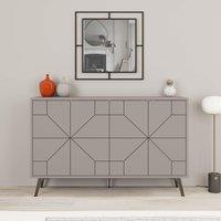 Decortie 4-Doors Push-to-open Doors Sideboard 'Dune' with Metal Legs 123cm in Grey | Size: 2 Pack