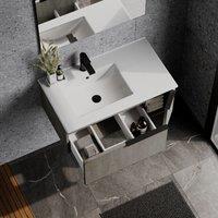 Banyetti Siena 800mm WallHung Vanity Unit with Matt Black Handles - Stone Grey