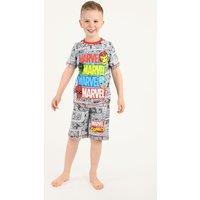 Marvel Boy's Shorty Pyjama Set in Grey | Size: 6-7 Years