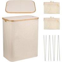 Neel Blue 140L Foldable Laundry Hamper with Lid in Beige