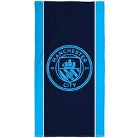 Manchester City FC Crest Cotton Beach Towel in Blue