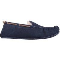 SNUGRUGS Men's Freddie, Genuine Sheepskin Loafer Slippers with Rubber Sole in Navy | Size: 12
