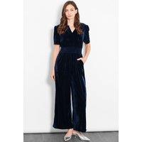 Sarta Women's Lydia Wide Leg Velvet Jumpsuit in Navy | Size: Medium