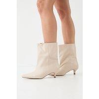MissPap Women's Low Stiletto Heel Ankle Boots in Cream | Size: 4