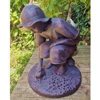 Inspirational Gifting Boy Playing with Frog Garden Ornament Sculpture in Bronze