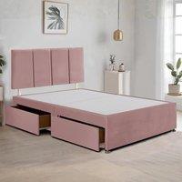 Bed Time UK Plush Divan Bed Frame with 2 Drawers & 20 Vertical Line Headboard in Pink | Size: Super King