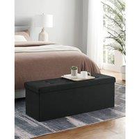 SONGMICS Large Storage Ottoman Bench Folding Foot Rest End Bed Easy Assembly in Black