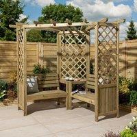 Rowlinsons Pemberley Corner Arbour, Timber, L188 x W188 x H206cm, Natural Finish in Brown