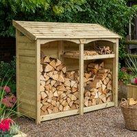 Rowlinsons Premium Heritage Double Log Store - Timber - L71 x W207 x H170 cm in Brown