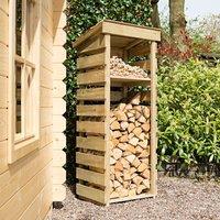Rowlinsons Narrow Log Store - Timber - L62 x W56 x H156 cm - Natural in Brown