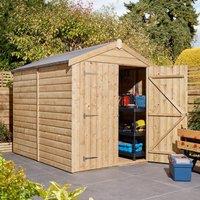 Rowlinsons 8 x 6 Ft Double Door Shiplap Apex Shed - Timber, L244 x W194 x H220 cm in Brown