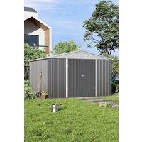 Garden Sanctuary 1010 ft Garden Metal Storage Tool Shed with Door in Grey