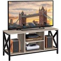 EONLION Grey TV Stand with Shelves, Living Room Entertainment Console Unit