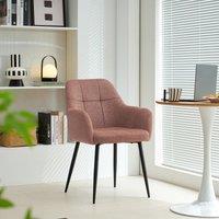 SONARA Modern Single Dining Chair with Plush Chenille Fabric in Light Red