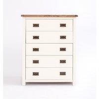 Cabinet Bits Lovere 5 Drawer Chest of Drawers Bras Drop Handle in Off-White