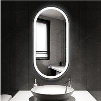 Living and Home Modern Oval LED Wall Mirror Metal Framed in Black